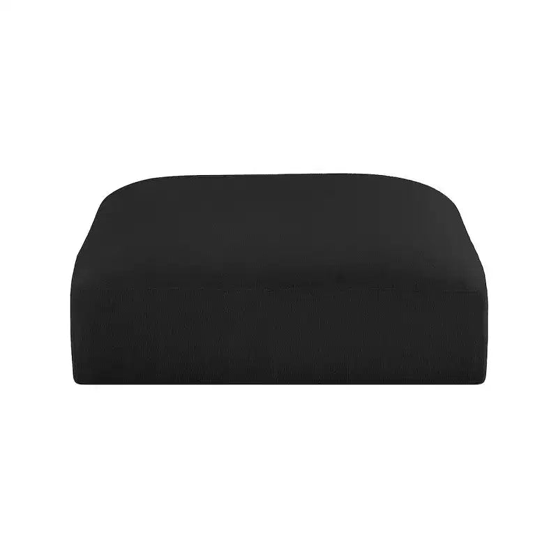 Pouf rotondo in tessuto poliestere nero/crema, 1 posto