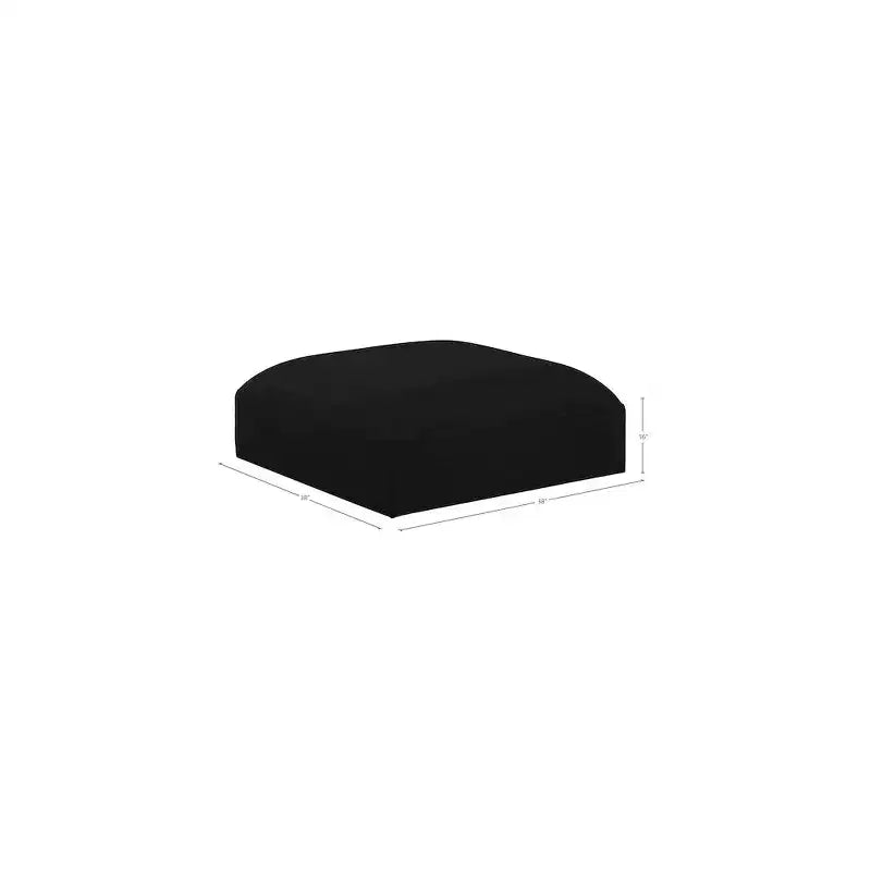 Pouf rotondo in tessuto poliestere nero/crema, 1 posto