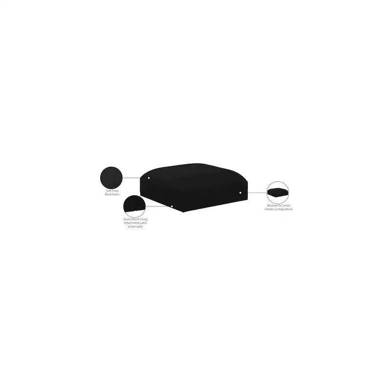 Pouf rotondo in tessuto poliestere nero/crema, 1 posto