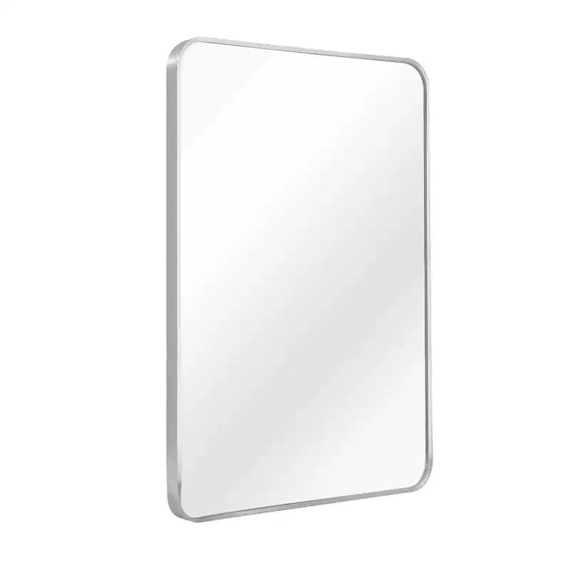 Specchio da parete rettangolare con cornice in alluminio color argento, 1 persona