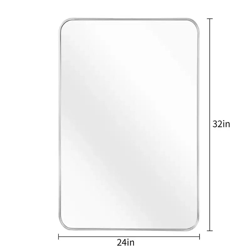 Specchio da parete rettangolare con cornice in alluminio color argento, 1 persona