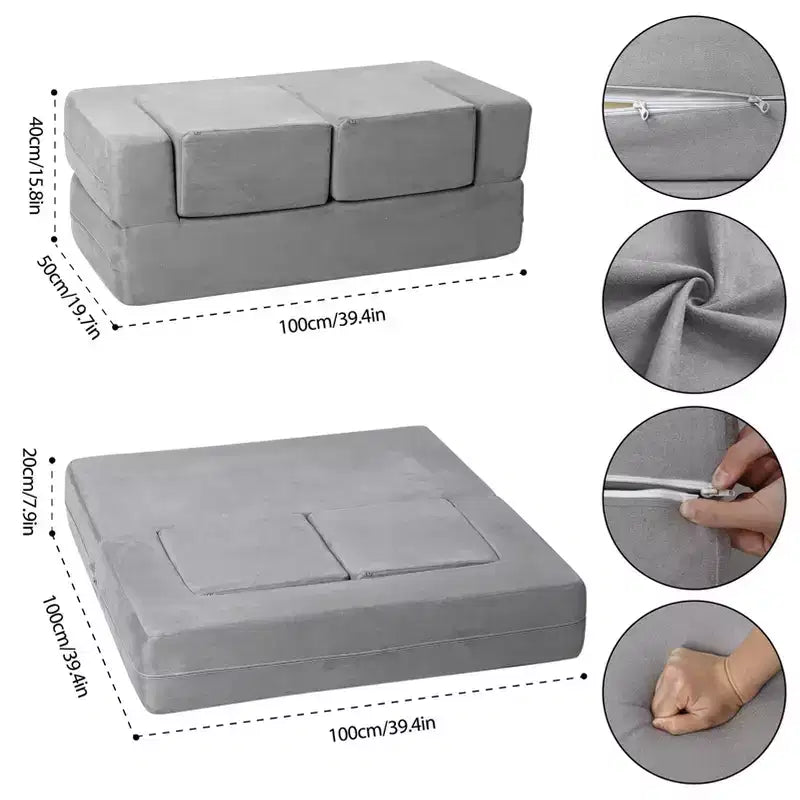 Divano modulare per bambini con stelle grigie/fosforescenti, 2 posti