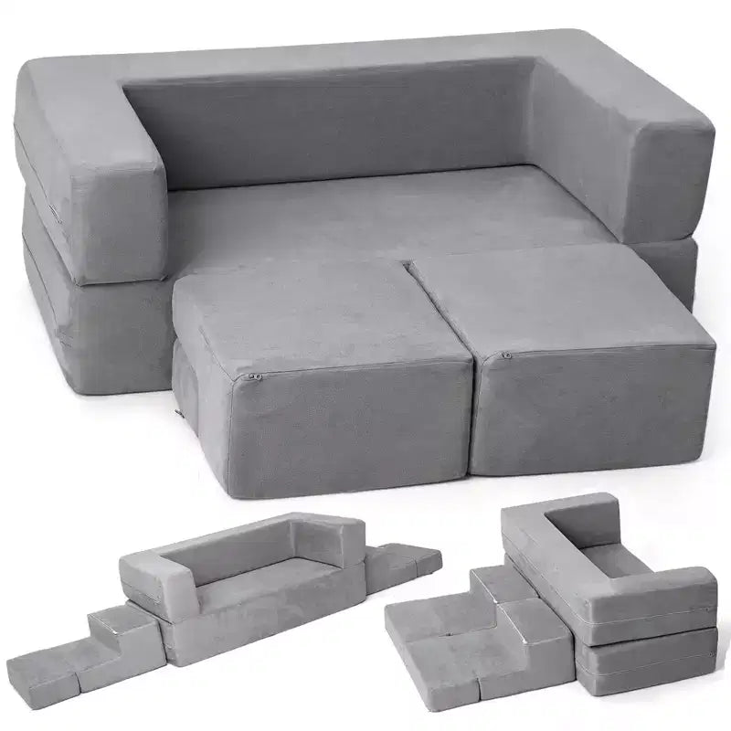 Divano modulare per bambini con stelle grigie/fosforescenti, 2 posti