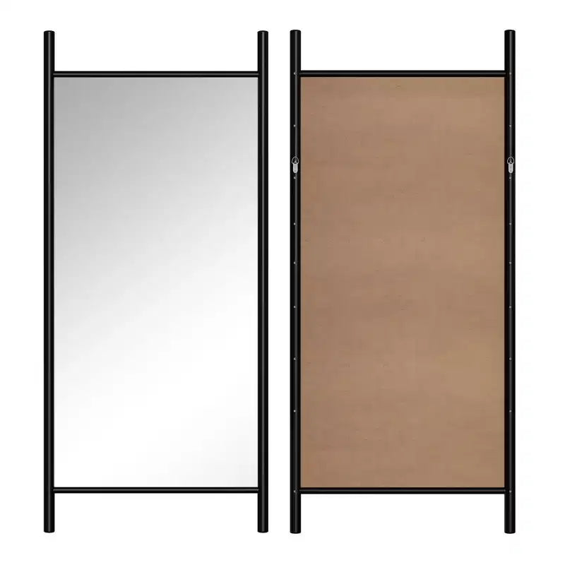 Specchio da parete con cornice in legno a scaletta marrone, singolo, 31"L x 71"A