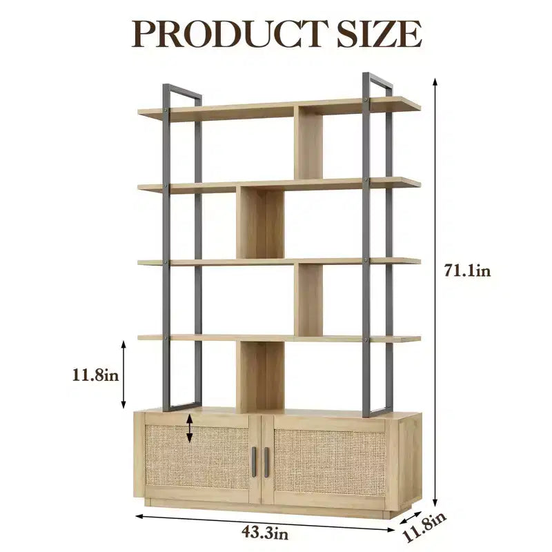 Libreria Intrecciata in Rattan Naturale Marrone con Ripiano Contenitore – 1 Persona