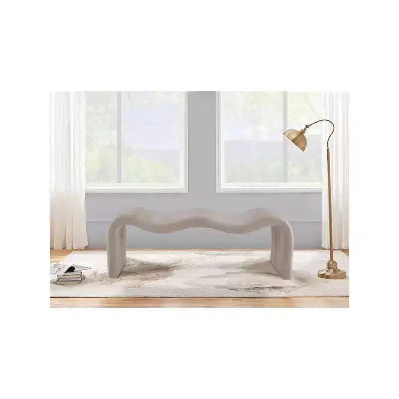 Panca rivestita in tessuto ciniglia – Beige / Nero / Crema / Grigio / Menta / Blu marino, Rettangolare, 1 posto