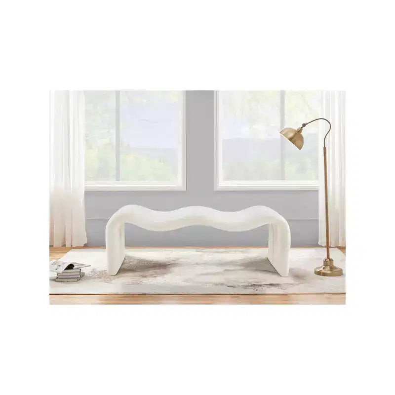 Panca rivestita in tessuto ciniglia – Beige / Nero / Crema / Grigio / Menta / Blu marino, Rettangolare, 1 posto