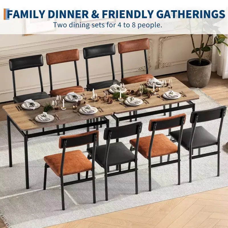 Nero / Marrone / Marrone e nero – Set da pranzo per 4 con rivestimento in PU