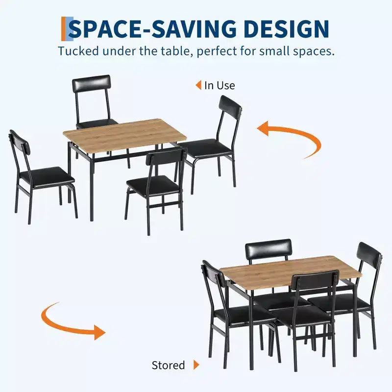 Nero / Marrone / Marrone e nero – Set da pranzo per 4 con rivestimento in PU