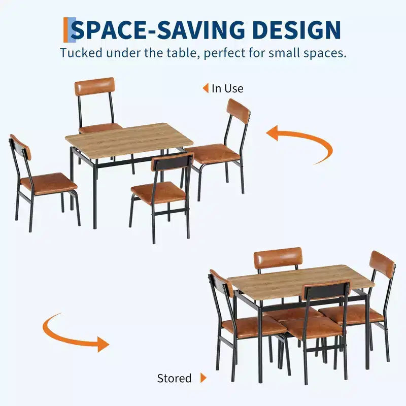 Nero / Marrone / Marrone e nero – Set da pranzo per 4 con rivestimento in PU