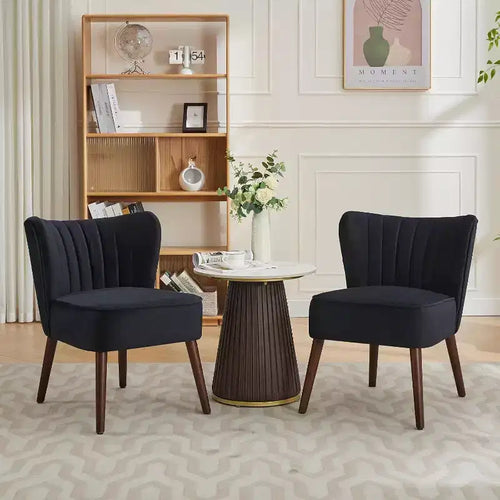 Velvet Accent Chair, Modern Lounge Chair with Wood Legs, 300Lb Capacity Wingback Chair, Comfortable Reading Chair for Bedroom, Living Room, Office
