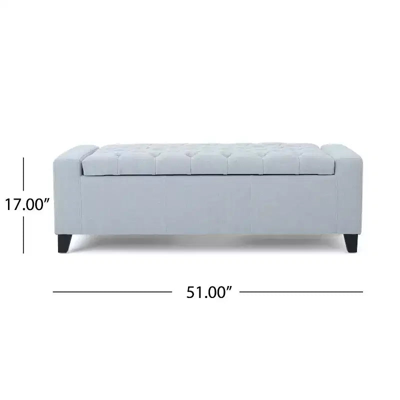 Panca Pouf Contenitore Imbottita Grigia, Capitonnè, Posto Singolo