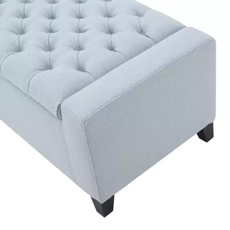 Panca Pouf Contenitore Imbottita Grigia, Capitonnè, Posto Singolo
