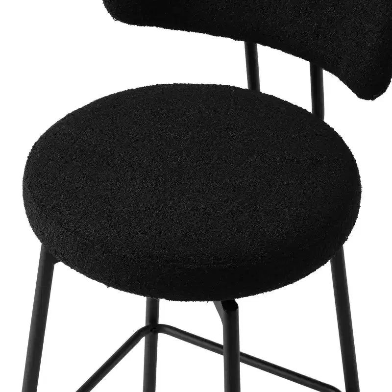 Sgabelli da bar con schienale imbottiti in finta pelliccia, set da 2 – Nero / Cammello / Grigio / Crema / Verde / Blu navy / Oro