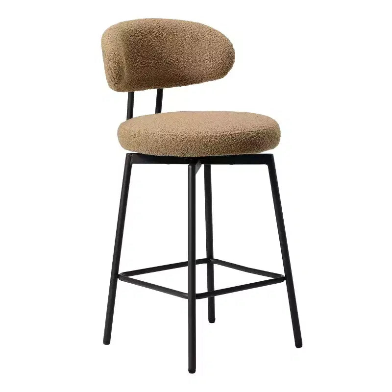 Sgabelli da bar con schienale imbottiti in finta pelliccia, set da 2 – Nero / Cammello / Grigio / Crema / Verde / Blu navy / Oro