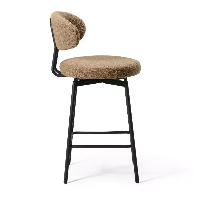 Sgabelli da bar con schienale imbottiti in finta pelliccia, set da 2 – Nero / Cammello / Grigio / Crema / Verde / Blu navy / Oro