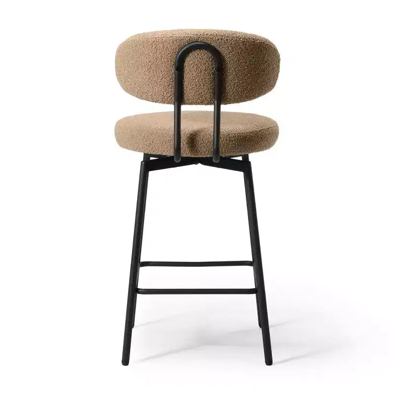 Sgabelli da bar con schienale imbottiti in finta pelliccia, set da 2 – Nero / Cammello / Grigio / Crema / Verde / Blu navy / Oro