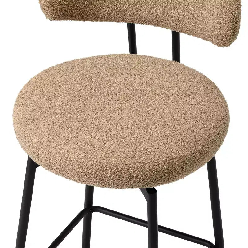Sgabelli da bar con schienale imbottiti in finta pelliccia, set da 2 – Nero / Cammello / Grigio / Crema / Verde / Blu navy / Oro