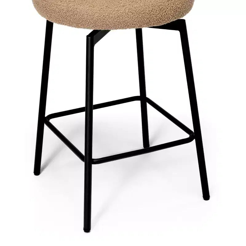 Sgabelli da bar con schienale imbottiti in finta pelliccia, set da 2 – Nero / Cammello / Grigio / Crema / Verde / Blu navy / Oro