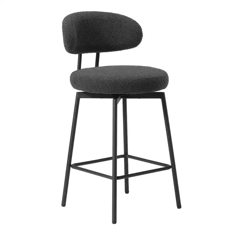 Sgabelli da bar con schienale imbottiti in finta pelliccia, set da 2 – Nero / Cammello / Grigio / Crema / Verde / Blu navy / Oro