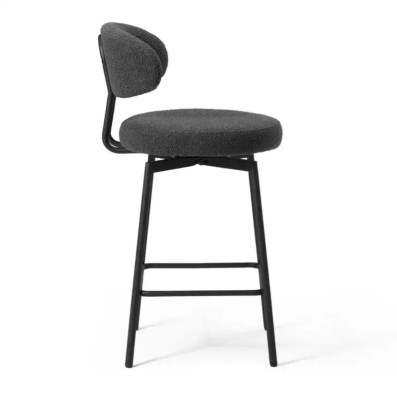 Sgabelli da bar con schienale imbottiti in finta pelliccia, set da 2 – Nero / Cammello / Grigio / Crema / Verde / Blu navy / Oro