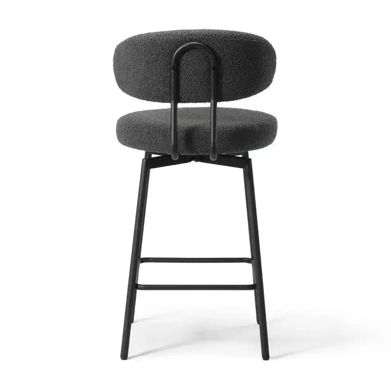 Sgabelli da bar con schienale imbottiti in finta pelliccia, set da 2 – Nero / Cammello / Grigio / Crema / Verde / Blu navy / Oro
