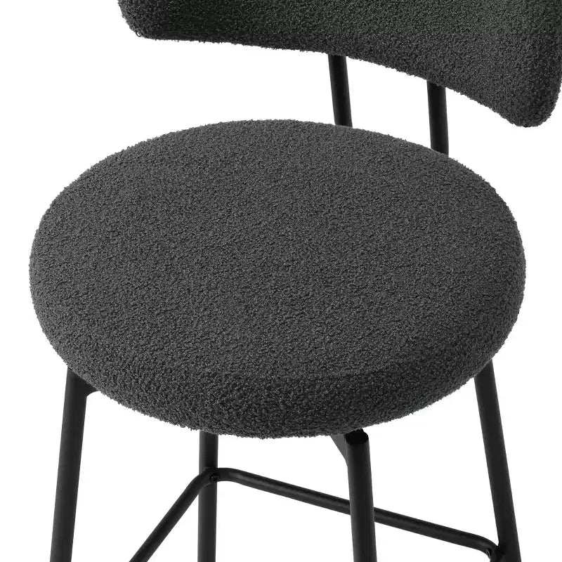 Sgabelli da bar con schienale imbottiti in finta pelliccia, set da 2 – Nero / Cammello / Grigio / Crema / Verde / Blu navy / Oro