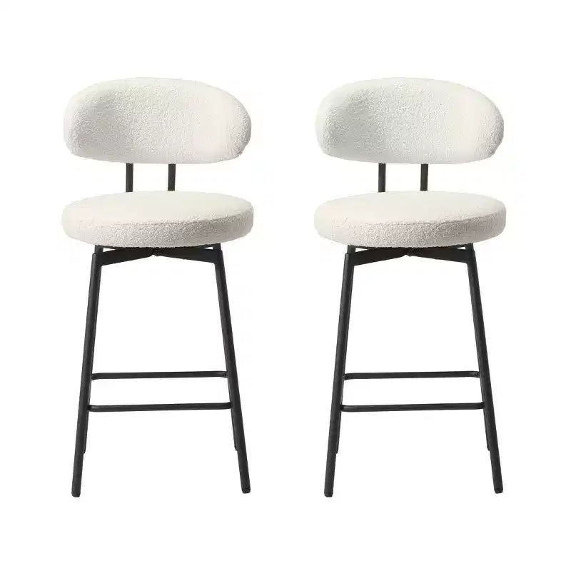 Sgabelli da bar con schienale imbottiti in finta pelliccia, set da 2 – Nero / Cammello / Grigio / Crema / Verde / Blu navy / Oro