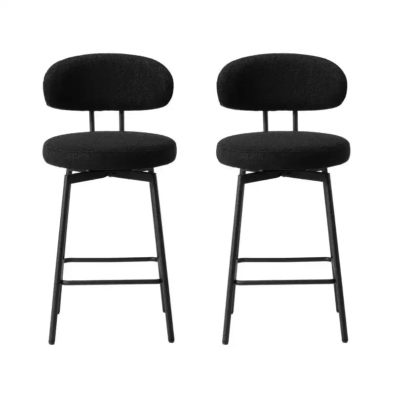 Sgabelli da bar con schienale imbottiti in finta pelliccia, set da 2 – Nero / Cammello / Grigio / Crema / Verde / Blu navy / Oro