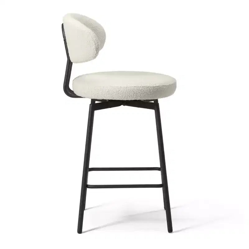 Sgabelli da bar con schienale imbottiti in finta pelliccia, set da 2 – Nero / Cammello / Grigio / Crema / Verde / Blu navy / Oro