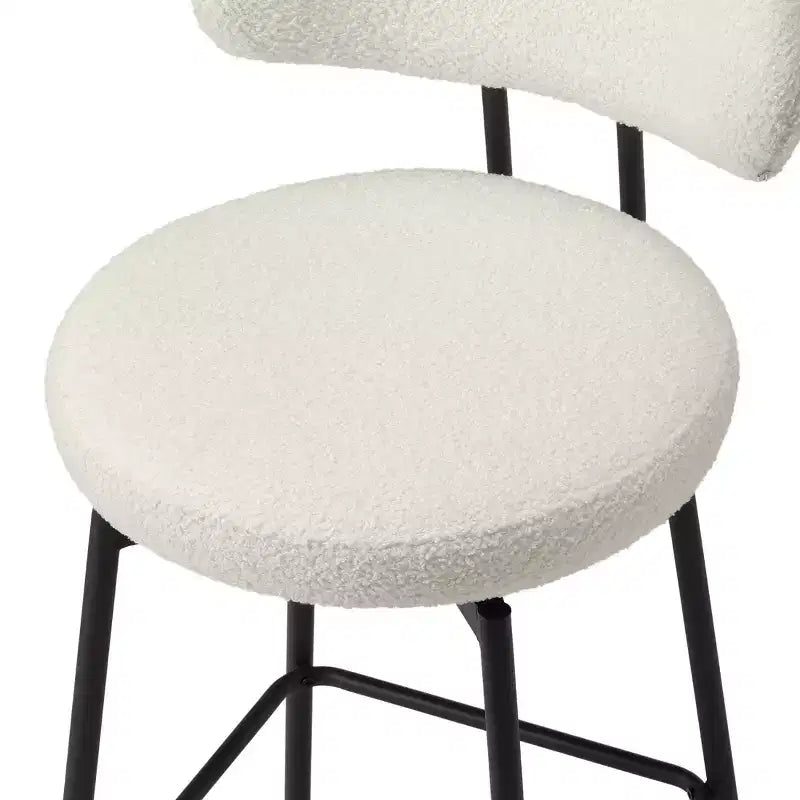 Sgabelli da bar con schienale imbottiti in finta pelliccia, set da 2 – Nero / Cammello / Grigio / Crema / Verde / Blu navy / Oro