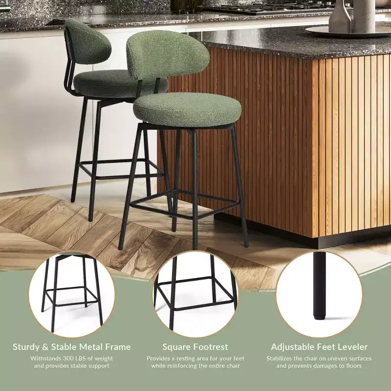 Sgabelli da bar con schienale imbottiti in finta pelliccia, set da 2 – Nero / Cammello / Grigio / Crema / Verde / Blu navy / Oro