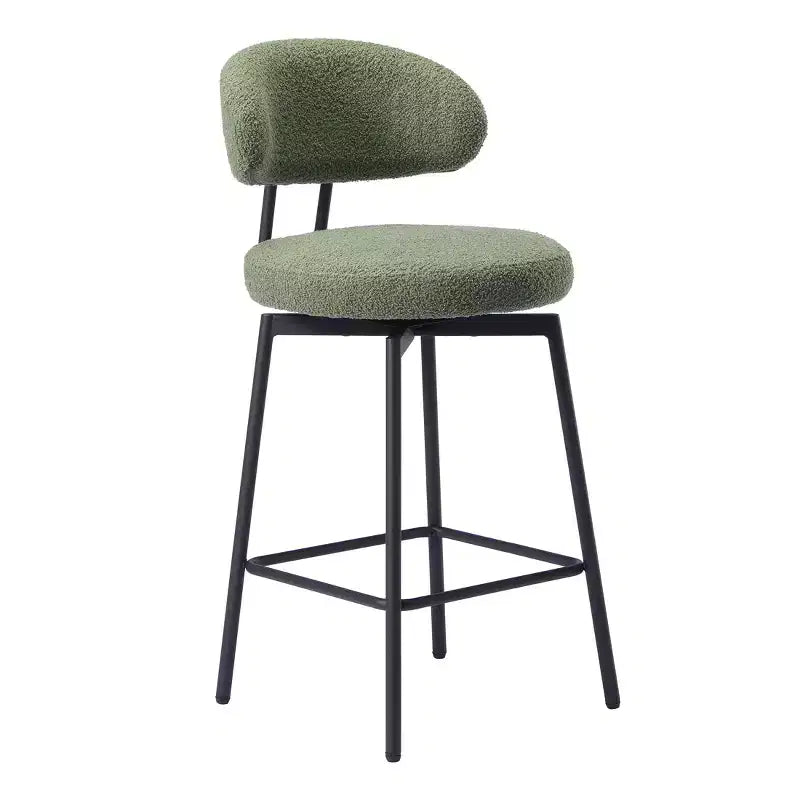 Sgabelli da bar con schienale imbottiti in finta pelliccia, set da 2 – Nero / Cammello / Grigio / Crema / Verde / Blu navy / Oro