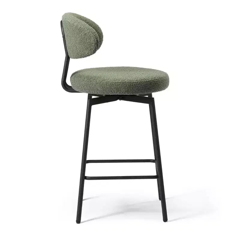 Sgabelli da bar con schienale imbottiti in finta pelliccia, set da 2 – Nero / Cammello / Grigio / Crema / Verde / Blu navy / Oro