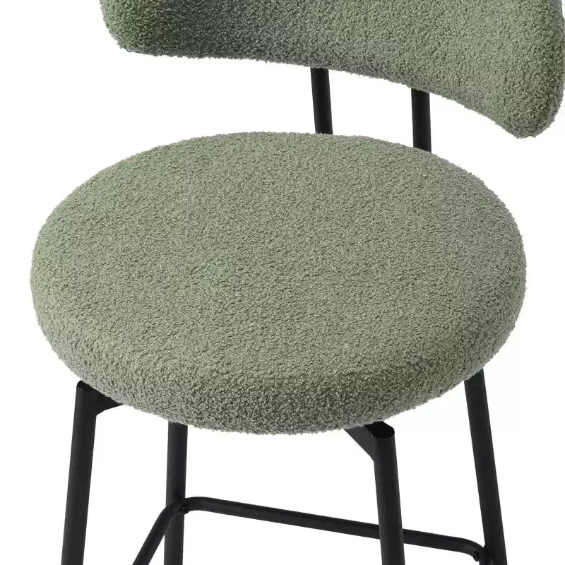 Sgabelli da bar con schienale imbottiti in finta pelliccia, set da 2 – Nero / Cammello / Grigio / Crema / Verde / Blu navy / Oro