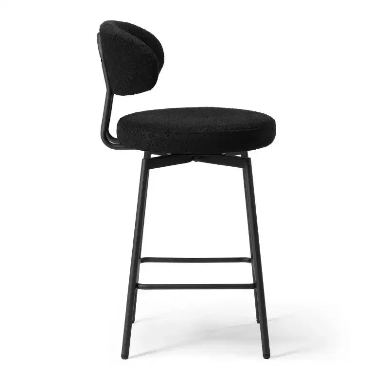 Sgabelli da bar con schienale imbottiti in finta pelliccia, set da 2 – Nero / Cammello / Grigio / Crema / Verde / Blu navy / Oro