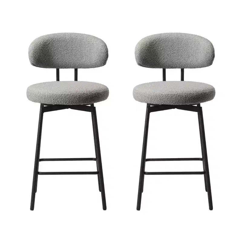 Sgabelli da bar con schienale imbottiti in finta pelliccia, set da 2 – Nero / Cammello / Grigio / Crema / Verde / Blu navy / Oro