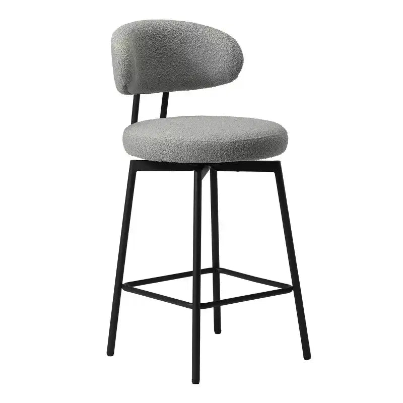 Sgabelli da bar con schienale imbottiti in finta pelliccia, set da 2 – Nero / Cammello / Grigio / Crema / Verde / Blu navy / Oro