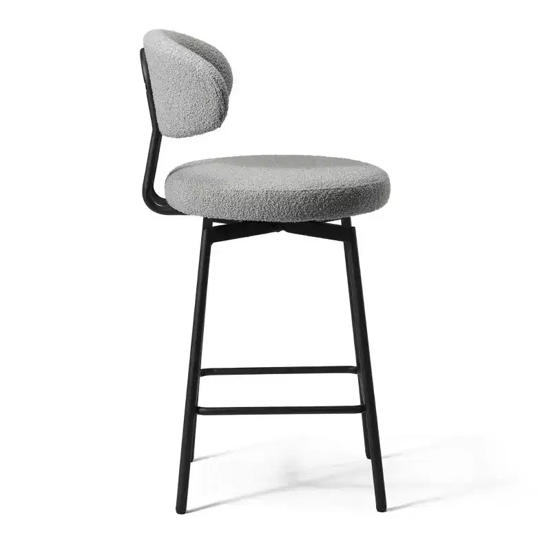 Sgabelli da bar con schienale imbottiti in finta pelliccia, set da 2 – Nero / Cammello / Grigio / Crema / Verde / Blu navy / Oro