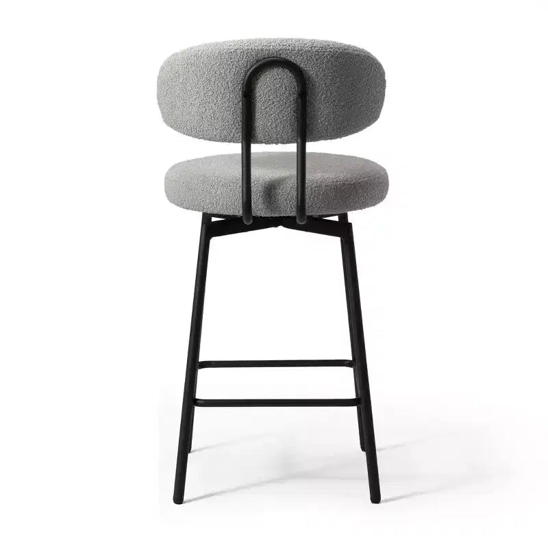 Sgabelli da bar con schienale imbottiti in finta pelliccia, set da 2 – Nero / Cammello / Grigio / Crema / Verde / Blu navy / Oro