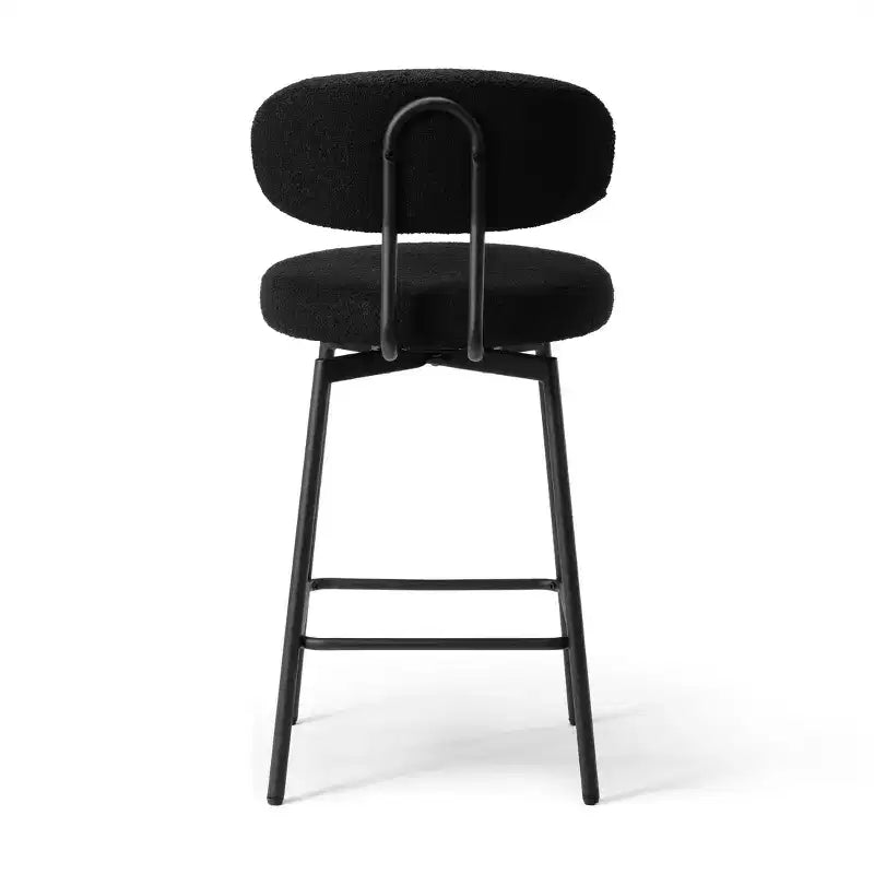 Sgabelli da bar con schienale imbottiti in finta pelliccia, set da 2 – Nero / Cammello / Grigio / Crema / Verde / Blu navy / Oro