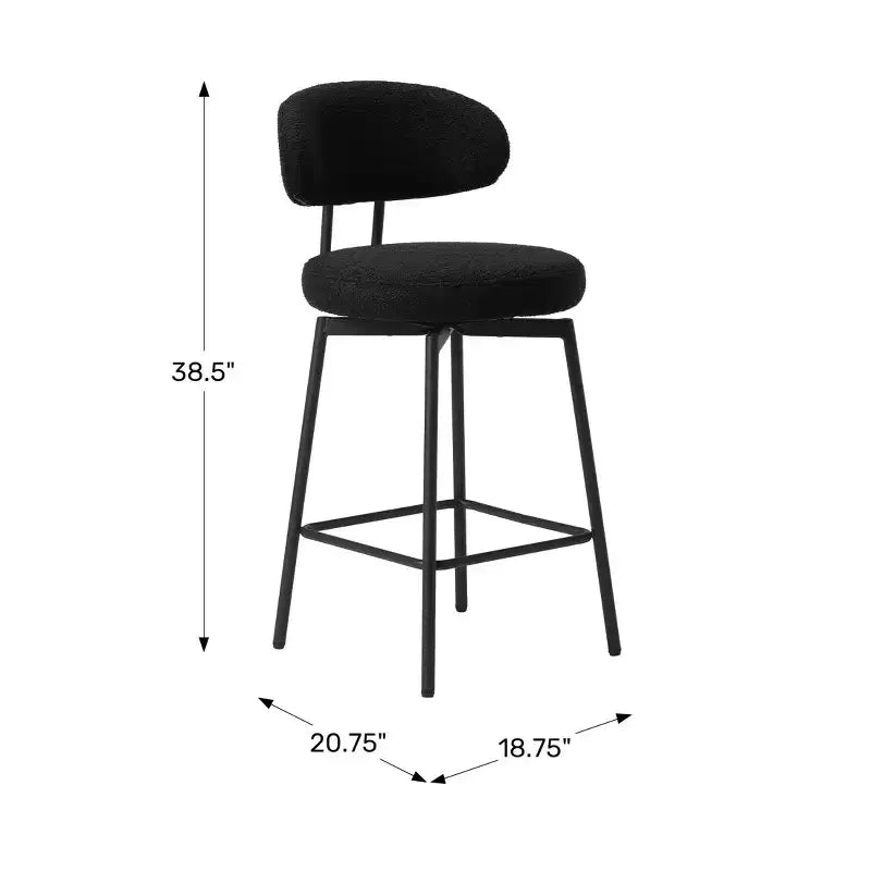Sgabelli da bar con schienale imbottiti in finta pelliccia, set da 2 – Nero / Cammello / Grigio / Crema / Verde / Blu navy / Oro