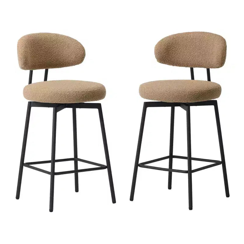 Sgabelli da bar con schienale imbottiti in finta pelliccia, set da 2 – Nero / Cammello / Grigio / Crema / Verde / Blu navy / Oro