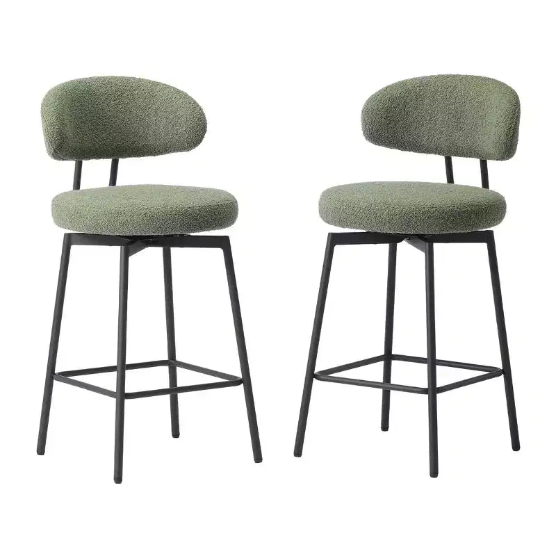 Sgabelli da bar con schienale imbottiti in finta pelliccia, set da 2 – Nero / Cammello / Grigio / Crema / Verde / Blu navy / Oro