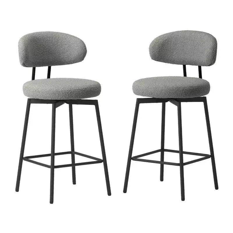 Sgabelli da bar con schienale imbottiti in finta pelliccia, set da 2 – Nero / Cammello / Grigio / Crema / Verde / Blu navy / Oro
