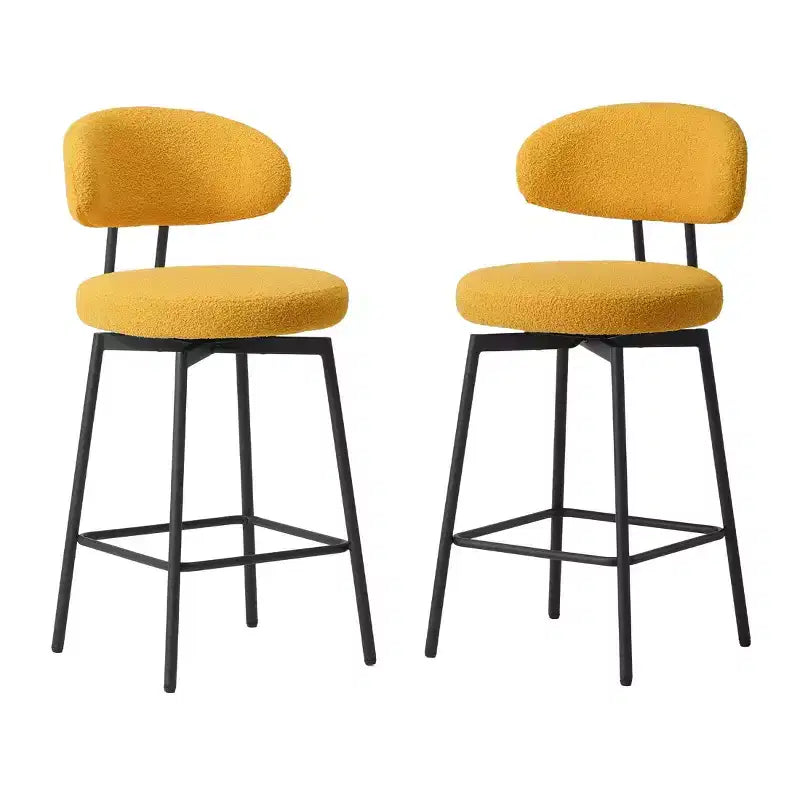 Sgabelli da bar con schienale imbottiti in finta pelliccia, set da 2 – Nero / Cammello / Grigio / Crema / Verde / Blu navy / Oro