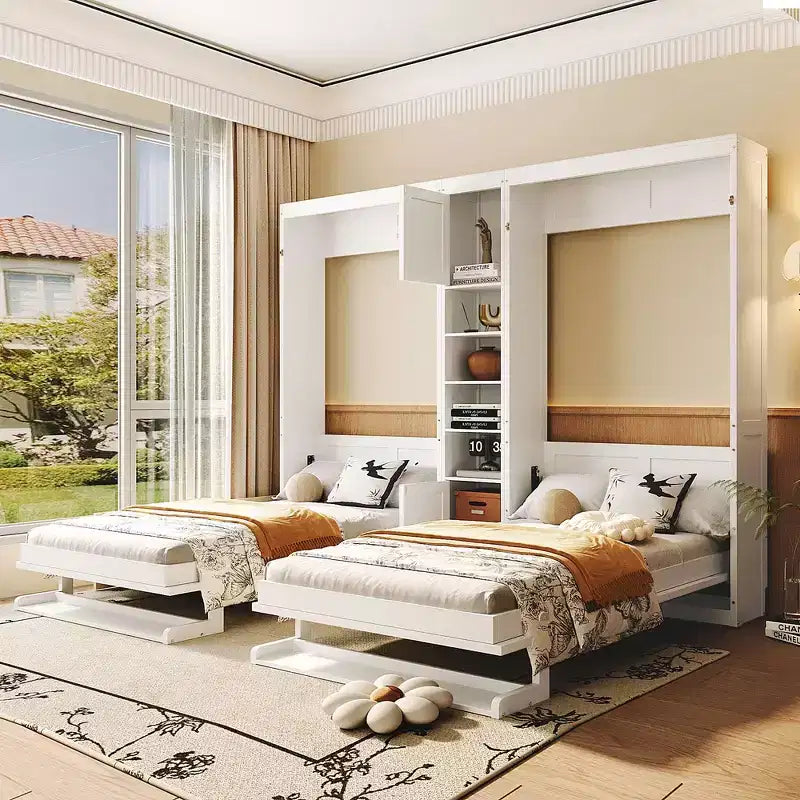 Letto a castello singolo/matrimoniale grigio/bianco con contenitore – Per 2 persone
