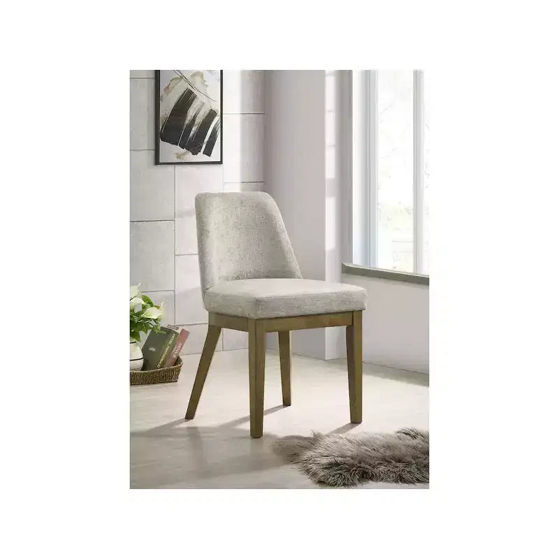Sedie da pranzo imbottite in rovere marrone, set da 2