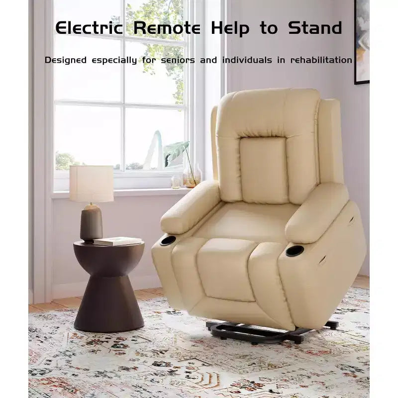 Poltrona reclinabile Power Lift – Ecopelle, sedile ampio, singola