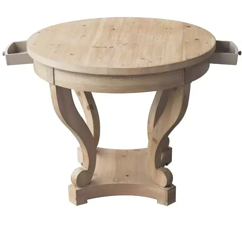 Tavolo da pranzo rotondo con piedistallo in legno marrone/naturale – 2 posti a sedere